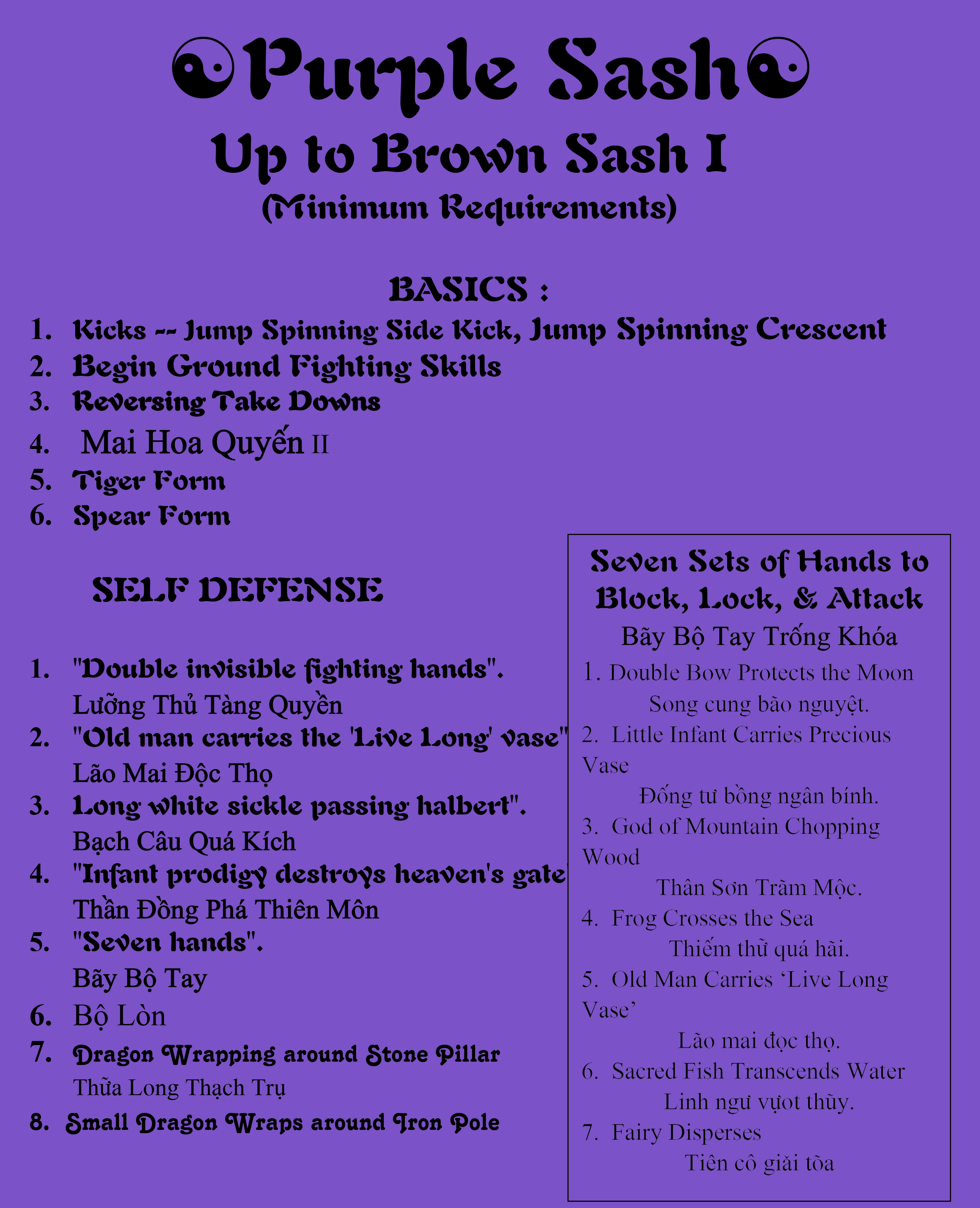 Purple Sash Requirements